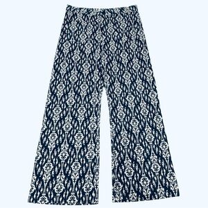Zara Women’s Blue and White Wide Leg Trousers pure Cotton Sz L
